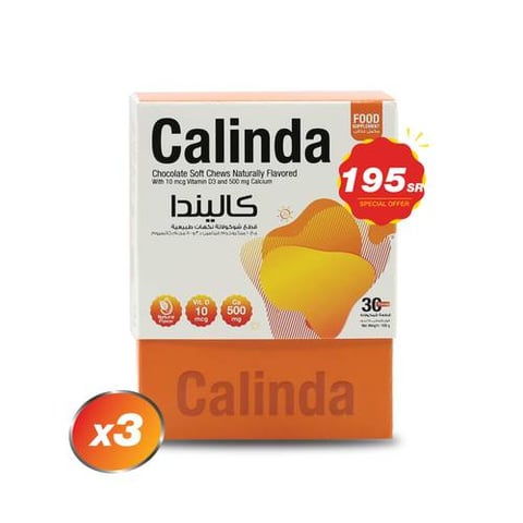 Pack of 3 Calinda – Milk Chocolate Pieces with Calcium and Vitamin D3 – 30 Pieces