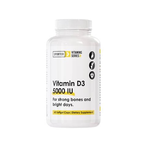 سبورتر – فيتامين د 5000 وحدة دولية – بدون نكهة – 60 سوفت جل- Sporter - Vitamin D 5000 IU - Unflavored - 60 Softgels