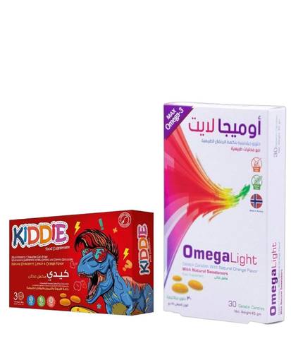 سمارت كيدز - كيدي فيتامينات متعددة 30 حبة + أوميغالايت 30قطعة بطعم لذيذ للأطفال - My Little Health Pack – Kids’ Multivitamins (30 Gummies) + Tasty Omega Light-30