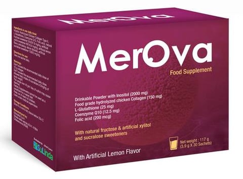 ميروفا إينوزيتول 2000 ملغ وكولاجين الدجاج 150 ملغ بنكهة طبيعية 30 كيس - Merova Inositol 2000 mg Hydrolyzed Chicken Collagen 150 mg Natural Flavor 30 Sachets