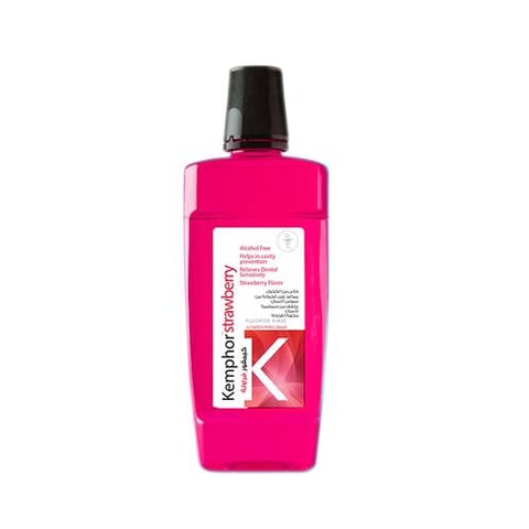 كيمفور فراولة غسول للفم صوديوم فلورايد 0.05% 500 مل - kemphor strawberry mouthwash sodium fluoride 0.05% 500 ml