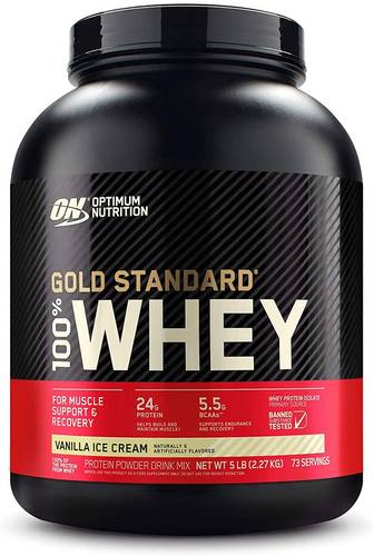 أوبتيموم نيوتريشن جولد ستاندرد 100% آيس كريم الفانيليا، 5 رطل-Optimum Nutrition Gold Standard 100% Whey Vanilla Ice Cream, 5 Lbs