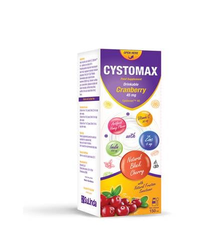Cystomax with Cranberry 45 mg, Inulin 500 mg, Vitamin C 80 mg and Zinc 6 mg Natural Fructose Flavor 150 ml