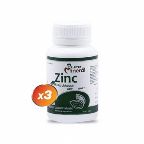 Pack of 3 Pure Mineral WN Zinc 50 mg 60 Tablets