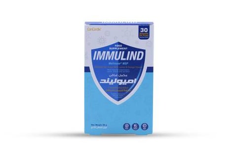 اميوليند زيت السمك 0.459 جم بيتا جلوكان بنكهة الليمون والبرتقال 30 قرصً للمضغ - Immulind Fish Oil 0.459g with Beta Glucan Lemon and Orange Flavor 30 Gummies