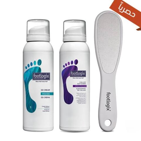 بكج العناية بالقدمين ( فوت لوجيكس  100 مل+ فوت لوجيكس كريم دي دي بتركيبة رغوية 125 مل)-Foot Care Package (Foot Logix 100 ml + Foot Logix DD Foaming Cream 125 ml)