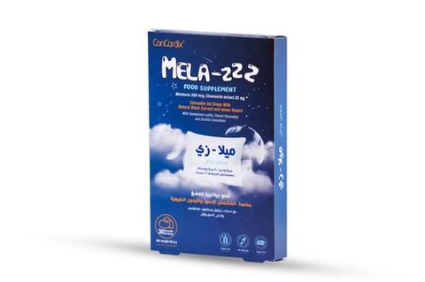 ميلا زي ميلاتونين 500 مكغ بابونج نكهة الكشمش الاسود والليمون 30 قطعة - Mela Z Melatonin 500 mcg Chamomile, Blackcurrant Lemon Flavor 30 Gummies