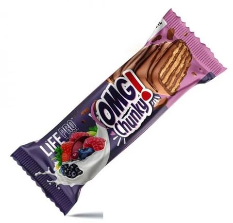 لايف برو فيت شانكي بروتين بار بنكهة الفاكهة الاستوائية 35 جم - PRO FIT FOOD OMG CHUNKY PROTEIN BAR   FOREST FRUIT 35G