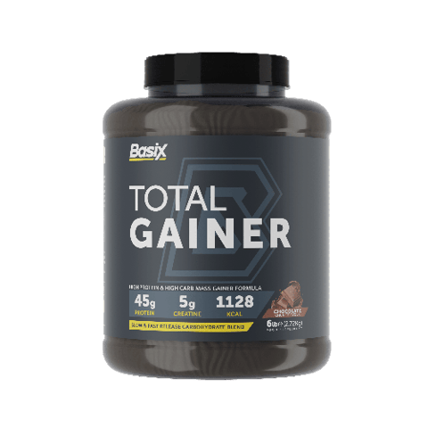 Basix Gain - Total Gainer - Chocolate Chunk - 6 LB - بيسكس زيادة الوزن - مكسب الوزن الإجمالي - بنكهة شوكولاتة - 6 أرطال