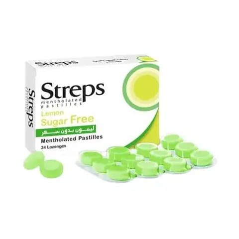 streps lemon suger free 24 Lozenges