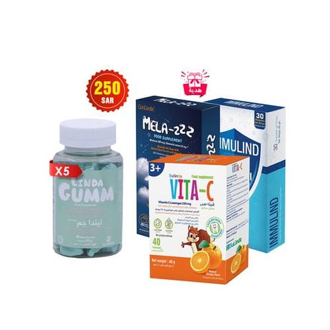ليندا جم-بيوتين-60 علكة-5عبوات-Pack of 5 Lindagum- Biotin- 60 gummies