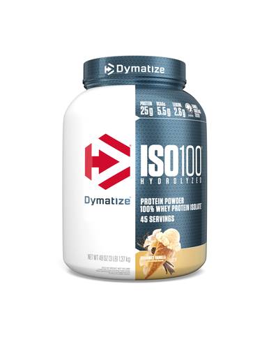 DymatizeISO 100 Whey Protein Powder with 25g of Hydrolyzed 100% Whey Isolate, Gluten Free ,Vanilla, 3 Pound