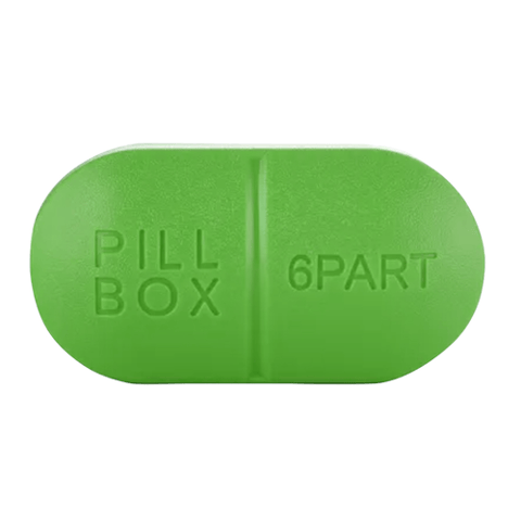 Sporter Oval Pill Box with 6 Part Compartment Green