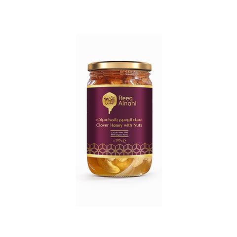 ريق النحل عسل بالمكسرات 500 جم - REEQ ALNAHAL HONEY MIXED WITH NUTS 500 GM
