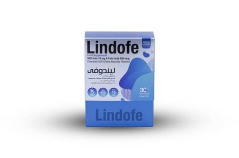 Lindofe Dark chocolate with Iron 18mg and Folic Acid 400 mcg 30 chews 