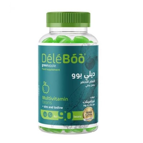 ديلي بوو التفاح الاخضر مكمل غذائى فيتامينات مع زنك و يود-Deleboo Green Apple Multivitamins Beans 90 Pcs