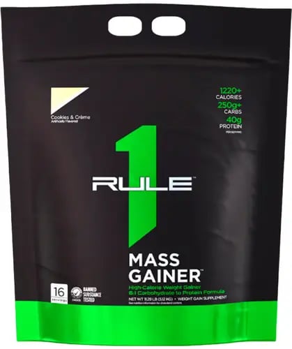 رول ون ماس جينر بنكهة الكوكيز و الكريمة 16 حصة 12 رطل  - RULE 1 Mass Gainer Cookies & Crème 16 serv. 12LB