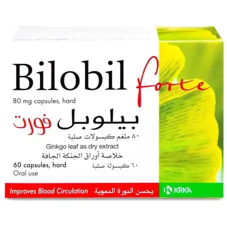 بيلوبيل فورتي جينكو بيلوبا 80 مجم 60 كبسولة-Bilobil Forte Ginkgo Biloba 80 mg 60 Capsules