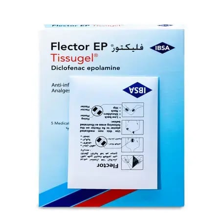 فليكتور لصقات جل مسكنة للألم وخافضة للحرارة - 5 قطع -FLECTOR EP TISSUGEL 5 Pcs