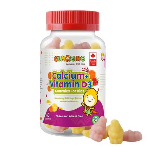 جمازينج كالسيوم + فيتامن د -للاطفال-60قطعة حلوي -Gumazing Calcium + Vitamin 3 for Kids 60 Gummies