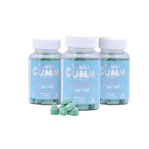 3 عبوات من ليندا جم - بيوتين - 60 قرص مضغ-pack of 3 LindaGum- Biotin- 60 Gummies