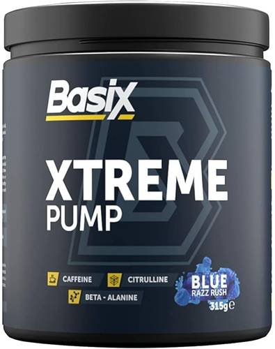 بيسيكس إكستريم بمب بنكهة التوت الأزرق ٣١٥ جم-Basix Xtreme Pump Blue Razz Rush 315 g