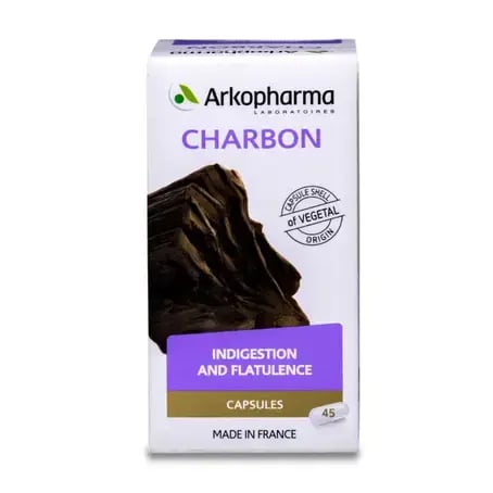 اركوفارم فحم نباتي للتخلص من الغازات و عسر الهضم 45 كبسولة -ARKO CHARBON FOR INDIGESTION & FLATULANCE 45 CAPS