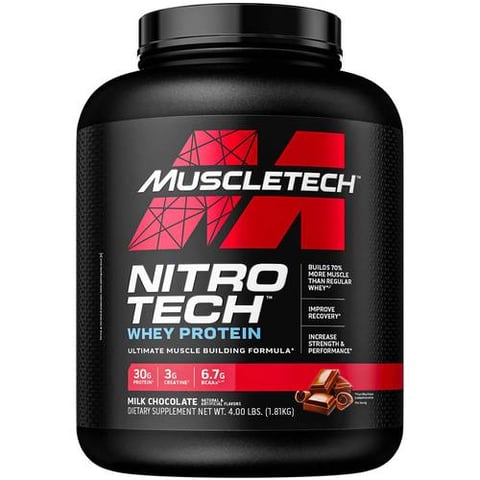 مسل تك نيترو تك، بروتين مصل اللبن، شوكولاتة الحليب، 4 رطل-Muscletech Nitro Tech Whey Protein Milk Chocolate 4 lbs