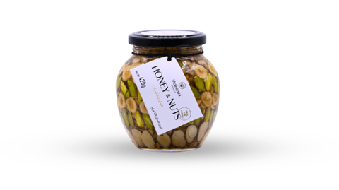 عسل ميليستيرا بالمكسرات والأزهار مع اللوز والفول السوداني والفستق والبندق - Mellisterra Nuts and Polyflora Honey with Almond, Peanut, Pistachio, and Hazelnut