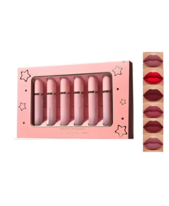 💄 مجموعة ملمع الشفاه المات – 6 ألوان بتصميم رصاصات لطيف ولمسة ناعمة تدوم طويلاً