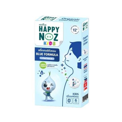 Happy Noz ، ملصق بصل عضوي بزيت شجرة الشاي ، للتخفيف من الحساسية وانسداد الأنف ، آمن للطفل وسهل الاستخدام ، فقط الصقه على الملابس أو القناع. 6 رقع علبة بمدة 12 ساعة، من هابي نوز