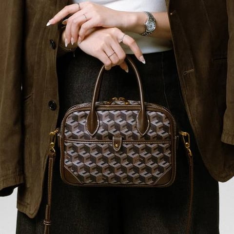 Christy Ng Marcelo Square Tote Bag Chestnut Brown
