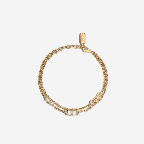 Dior Petit CD Double Bracelet Gold-Finish Metal and Sparkling Crystals 
