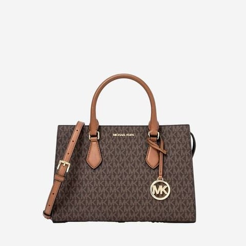 Michael Kors Sheila Medium Logo Satchel Brown
