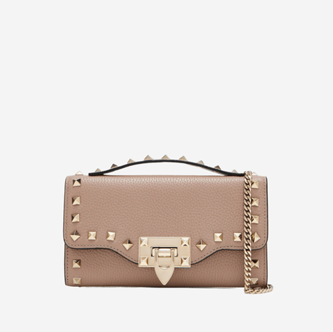 Valentino Garavani Rock Stud Chain Bag Beige