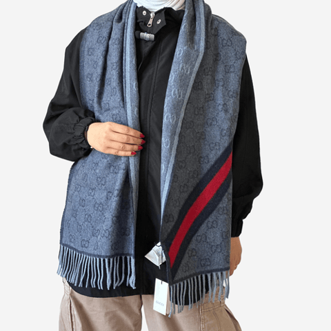 Gucci Scarf Rectangular Navy / Red