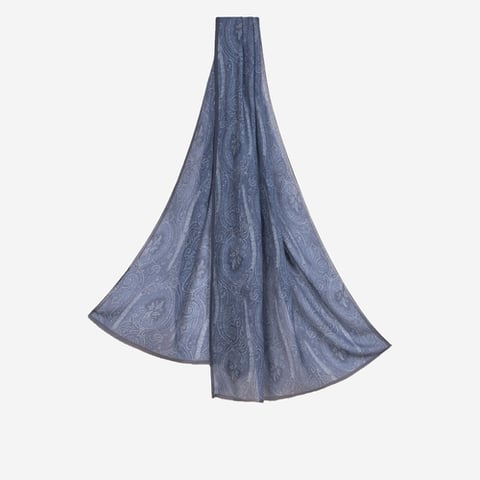 Etro Cashmere-blend scarf with all-over paisley-stamped print Blue (Pre-Order Within 14 Days)