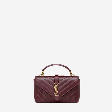 Saint Laurent College mini in shiny leather deep red