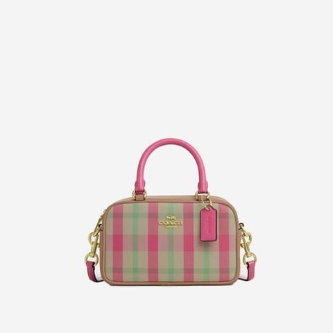 Coach Satchel Crossbody Bag With Plaid Print