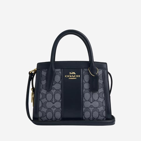 Coach Andrea Carryall Bag In Signature Jacquard Navy/Midnight Navy