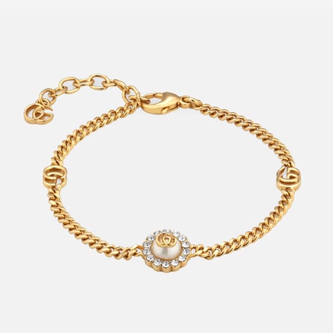 Gucci  GG Marmont Double G flower bracelet Metal with gold-toned finish 