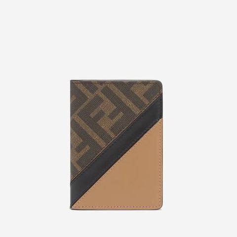 Fendi Diagonal Brown fabric Card Holder (Pre-Order Within 14 Days)