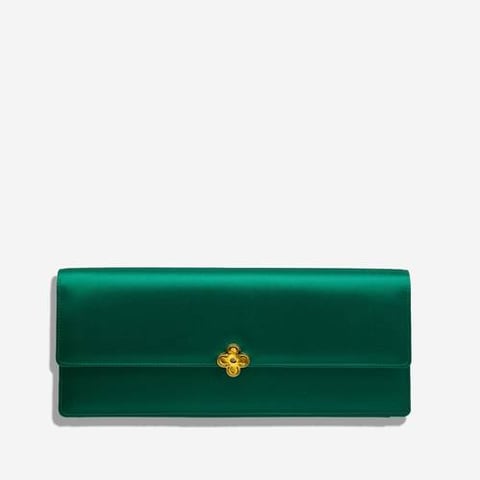 Cardinal Milano Time 22 green satin jewel clover clutch
