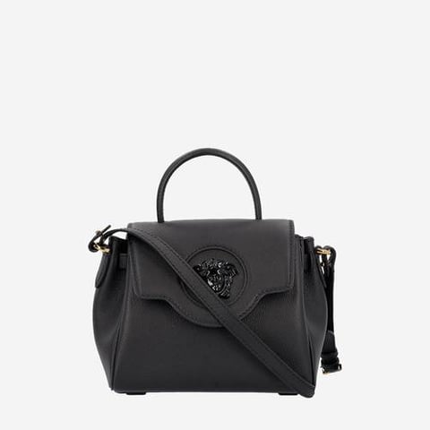 Versace Leather La Medusa Small Shoulder Bag Black