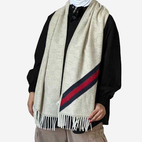 Gucci Scarf Rectangular Off White / Red 