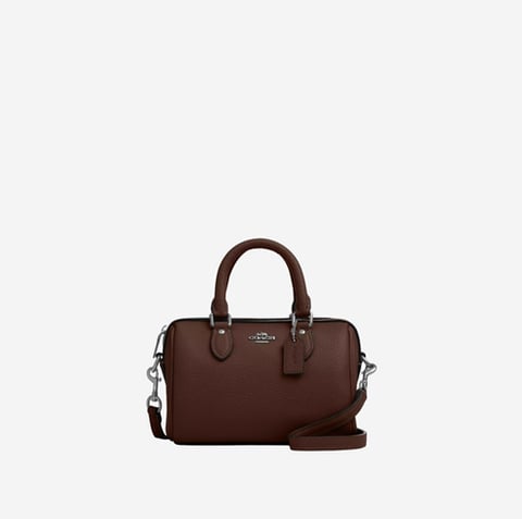 Coach Mini Rowan Crossbody Bag pebbled leather/Silver/Maple