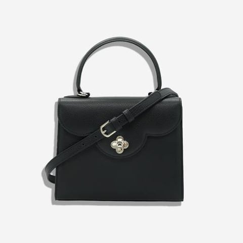 Cardinal Milano First Lady Flower-twist Black textured leather handbag