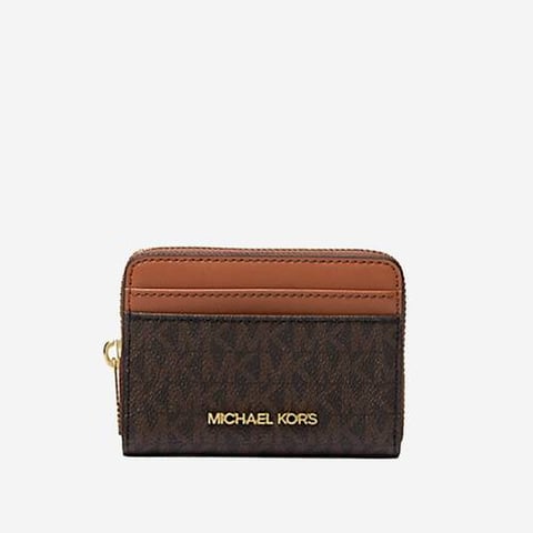 Michael Kors Jet Set Travel Medium Logo Zip-Around Card Case Brown