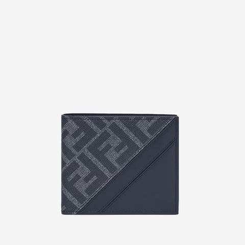 Fendi Diagonal Blue Canvas Bi-fold Wallet (Pre-Order Within 14 Days)