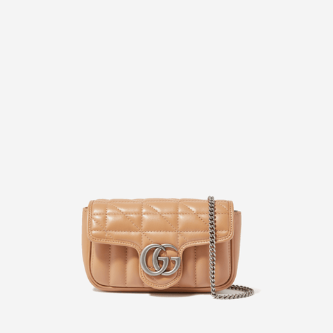 Gucci GG Marmont Supermini bag  Beige / Silver Logo 